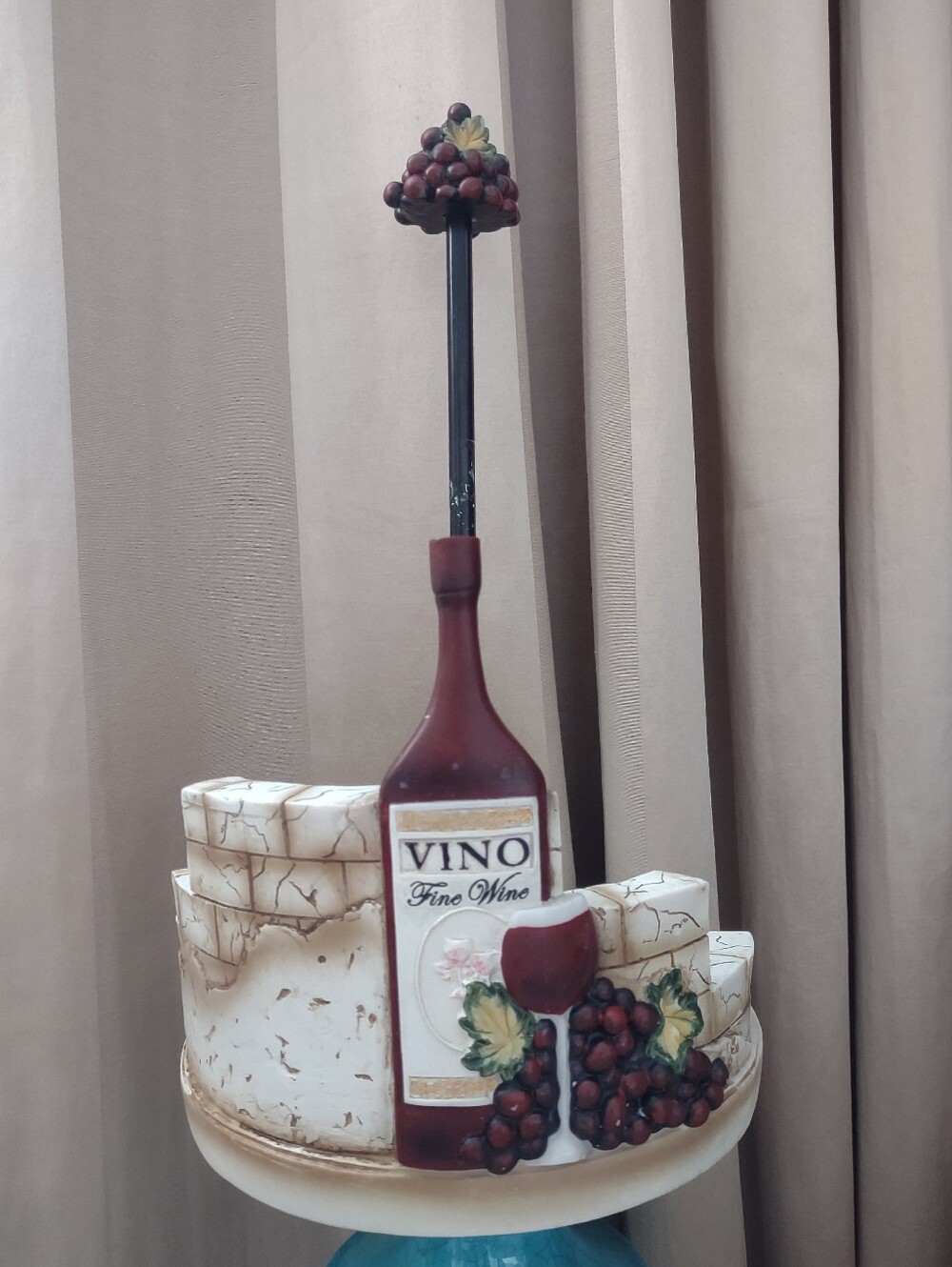 Vino Fine Wine Grapes 3D Embossed Decor Tray Hand Painted
